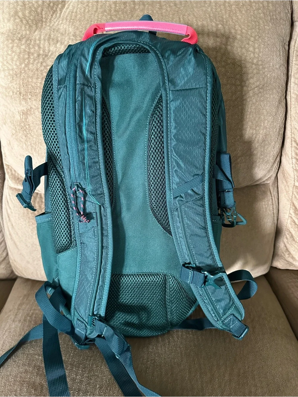 Teal Backpack with Pink Accents